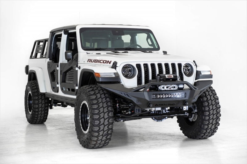 Addictive Desert Designs F961692080103 2020 Jeep Gladiator JT Stealth Fighter Front Bump w/ Top Hoop & Winch Mount