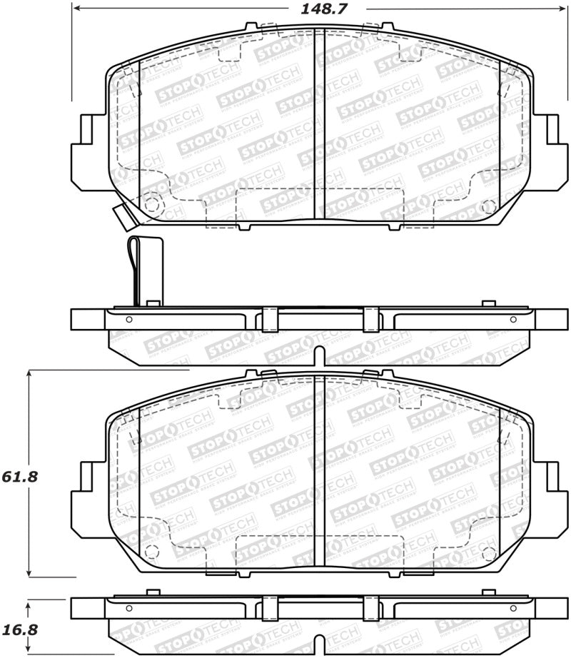 Stoptech 308.16970 StopTech 13-18 Acura RDX Street Performance Front Brake Pads