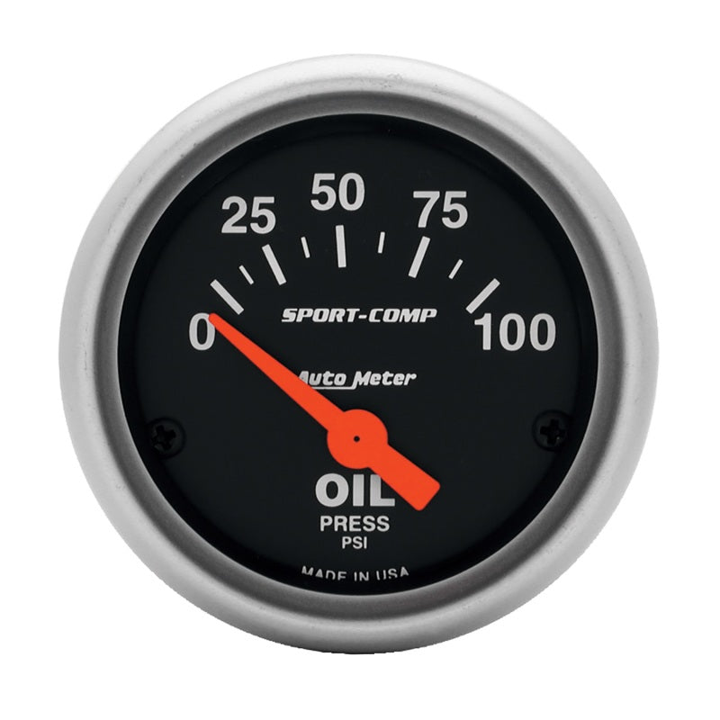 AutoMeter 3327 Autometer Sport-Comp 52mm 0-100 PSI Electronic Oil Pressure Gauge