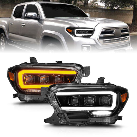 ANZO 111562 16-22 Toyota Tacoma SR/SR5 ONLY Full LED Proj Headlights w/Light Bar Seq. Blk w/Initiation Lgt