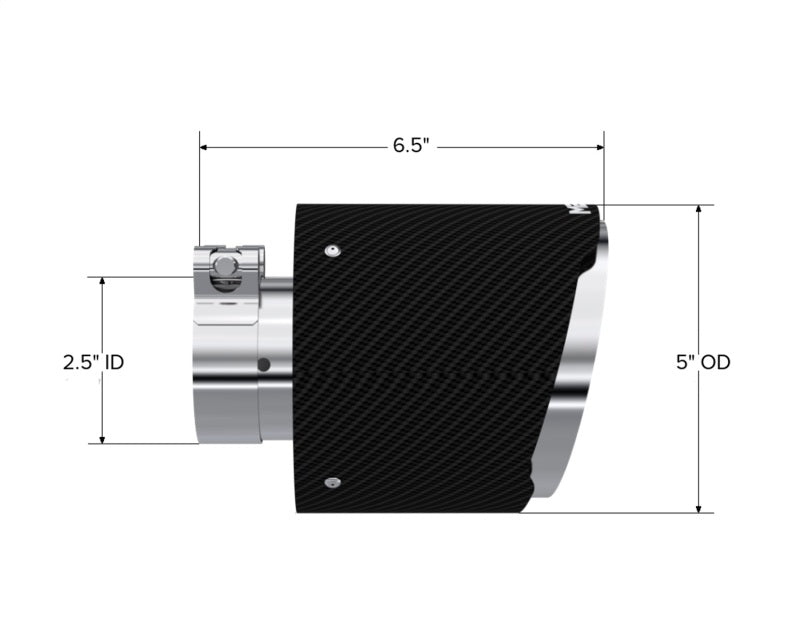 MBRP T5190CF Universal Carbon Fiber Tip 2.5in ID / 5in OD Out / 6.5in Length Angle Cut Dual Wall