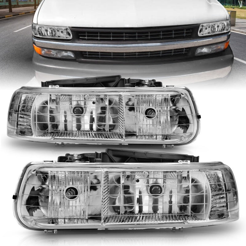 ANZO 111011 1999-2002 Chevrolet Silverado 1500 Crystal Headlights Chrome