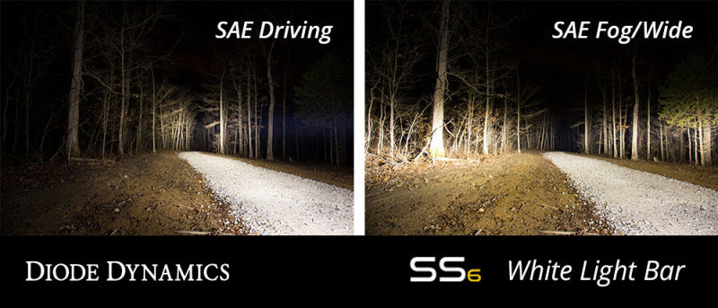 Diode Dynamics DD5022P 6 In LED Light Bar Single Row Straight SS6 - White Wide Light Bar (Pair)