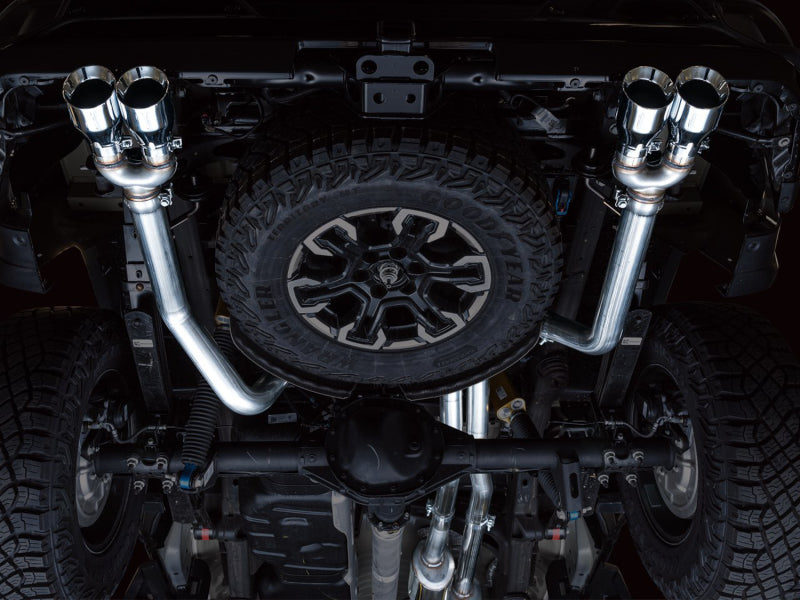 AWE Tuning 3015-42284 22-23 GMC Sierra 1500 AT4X 6.2L 0FG Catback Split Dual (Flat Bumper) - Chrome Silver Tips
