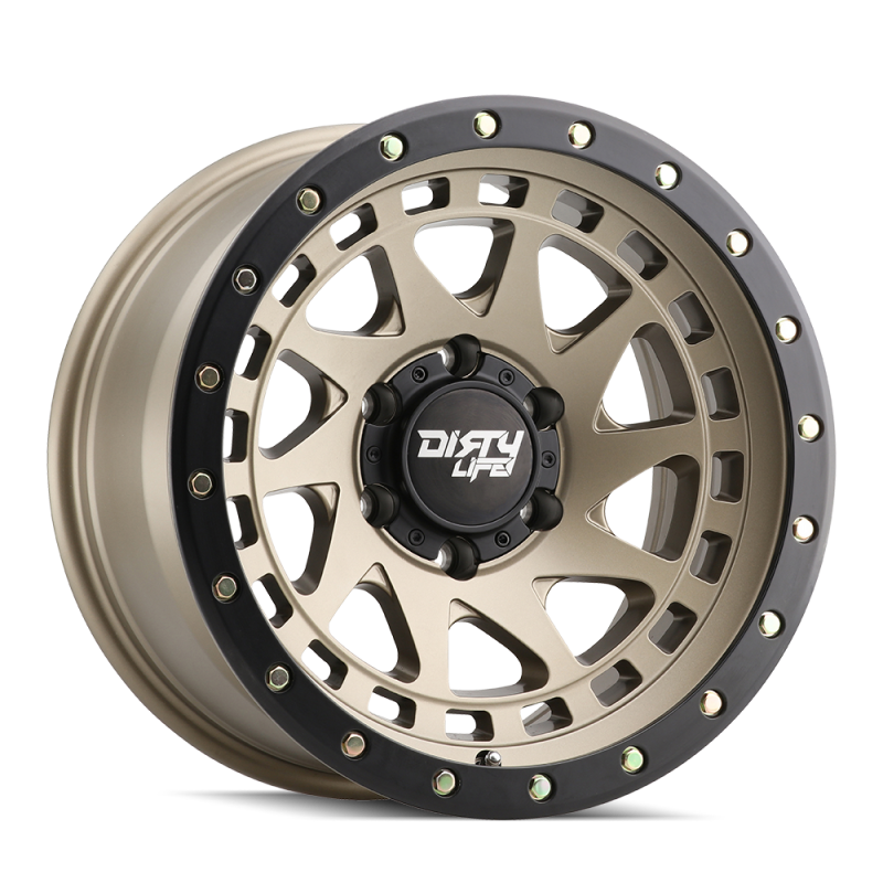 Dirty Life 9311 Enigma Pro 17x9/5x127 BP/-12mm Offset/71.5mm Hub Satin Gold Wheel - Beadlock