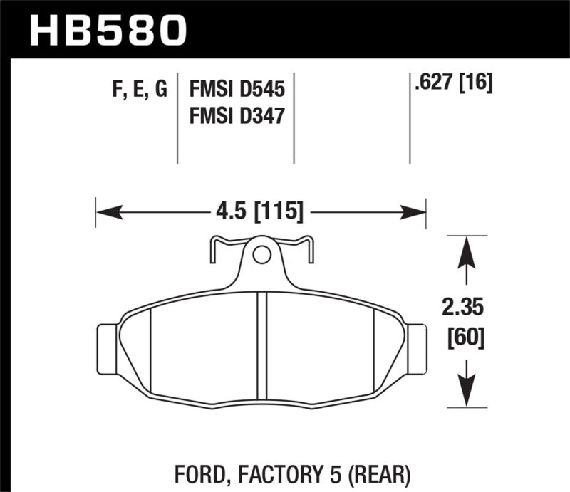 Hawk Performance HB580F.627 Hawk HPS Street Brake Pads