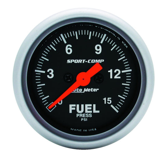 Autometer ATM3361 Sport Comp 2 1/16in Fuel 0-15 PSI Elec.