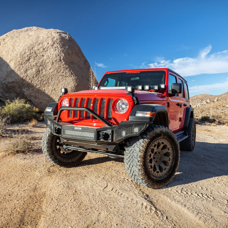 Go Rhino 331201T 07-20 Jeep Wrangler JL/JLU/JK/JKU/Gladiator JT Rockline Full Width Bumper w/ Overrider