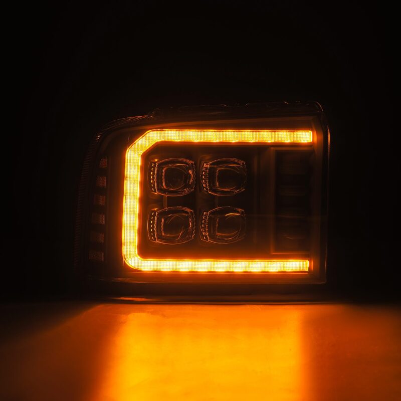 AlphaRex 880319 05-07 Ford F250/350/450/550 Super Duty NOVA LED Proj HL Blk w/Actv Light & Seq Sig + SB DRL