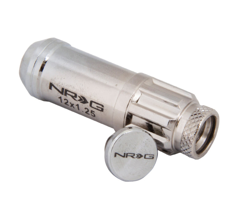NRG LN-LS710SL-21 700 Series M12 X 1.25 Steel Lug Nut w/Dust Cap Cover Set 21 Pc w/Locks & Lock Socket - Silver