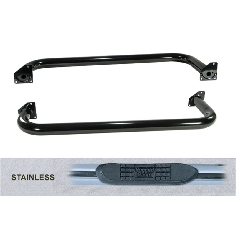 Rugged Ridge 11593.03 3-In Round Tube Side Step SS 87-95 Jeep Wrangler YJ