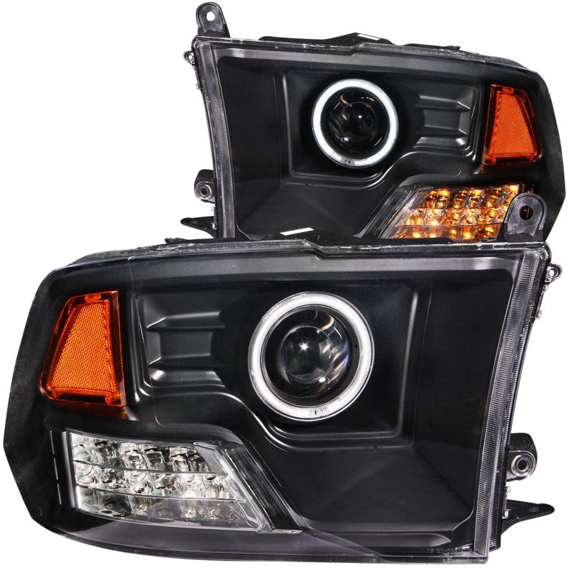 ANZO 111159 2009-2015 Dodge RAM 1500 Projector Headlights w/ Halo Black (CCFL)