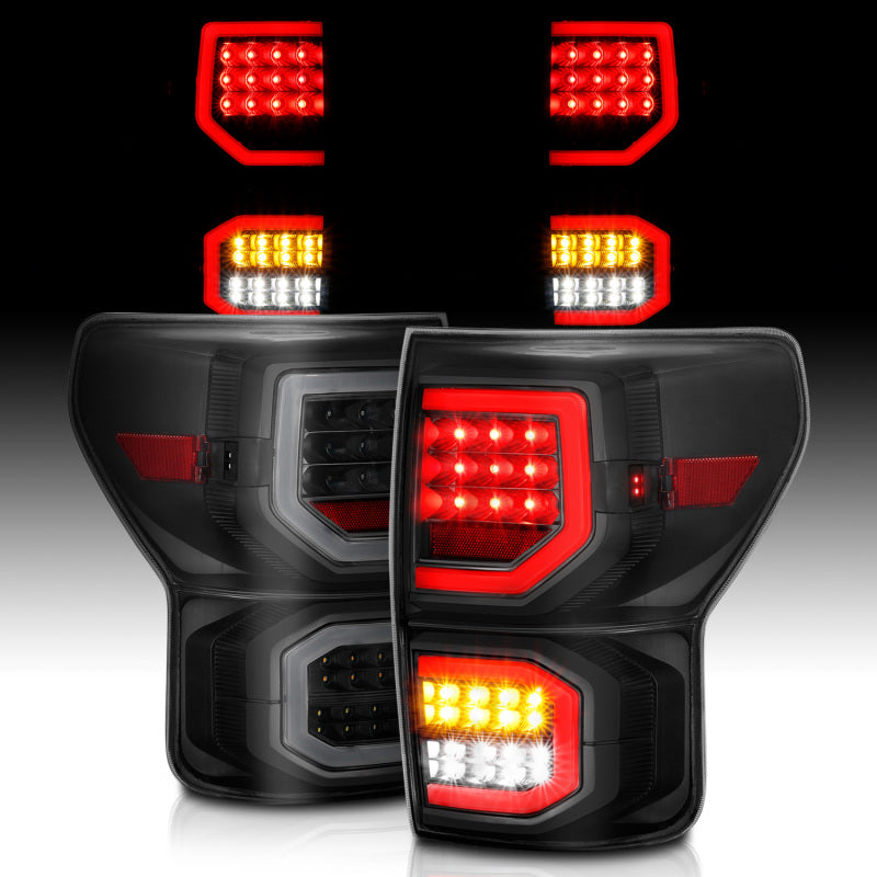 ANZO 311337 2007-2013 Toyota Tundra LED Taillights Plank Style Black w/Smoke Lens