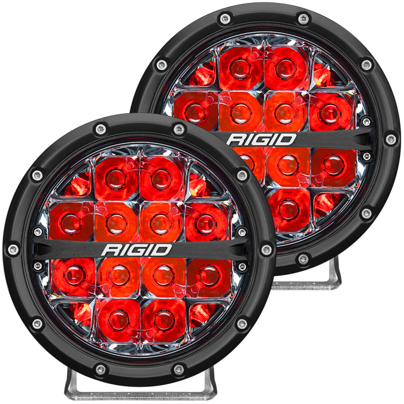 Rigid Industries 36203 360-Series 6in LED Off-Road Spot Beam - Red Backlight (Pair)