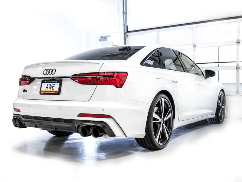 AWE Tuning 3020-43109 19-23 Audi C8 S6/S7 2.9T V6 AWD Track Edition Exhaust - Diamond Black Tips