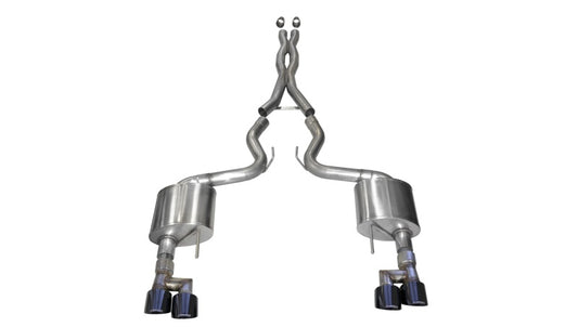 CORSA Performance 21040BLK Corsa 18-23 Ford Mustang 5.0L V8 3in Xtreme Cat-Back Dual Rear Exit w/ 4in Black PVD Pro-Series Tips