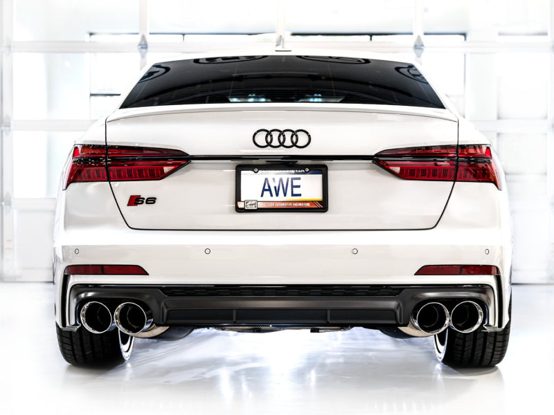 AWE Tuning 3020-42101 19-23 Audi C8 S6/S7 2.9T V6 AWD Track Edition Exhaust - Chrome Silver Tips