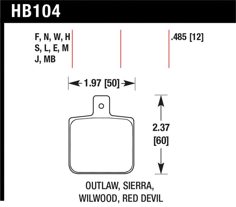 Hawk Performance HB104N.485 Hawk Sierra/Outlaw/Wilwood HP+ Street Brake Pads