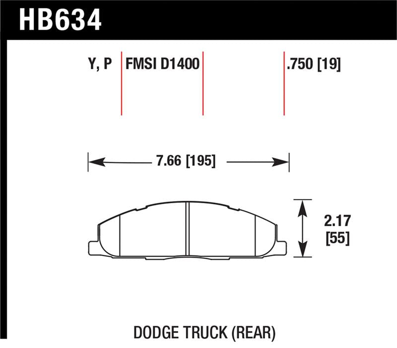 Hawk Performance HB634P.750 Hawk Super Duty Street Brake Pads