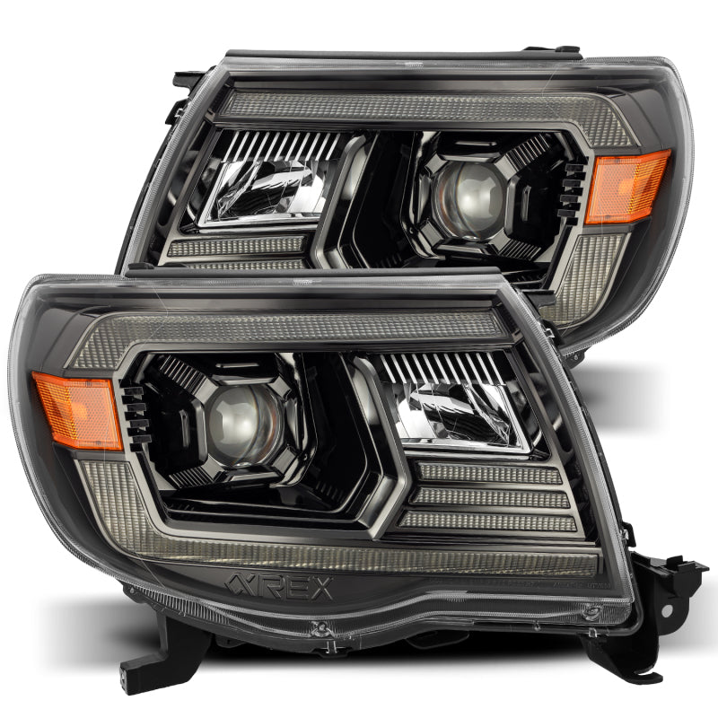AlphaRex 880739 05-11 Toyota Tacoma LUXX LED Projector Headlights Plank Style Alpha Black w/Activ Light/DRL
