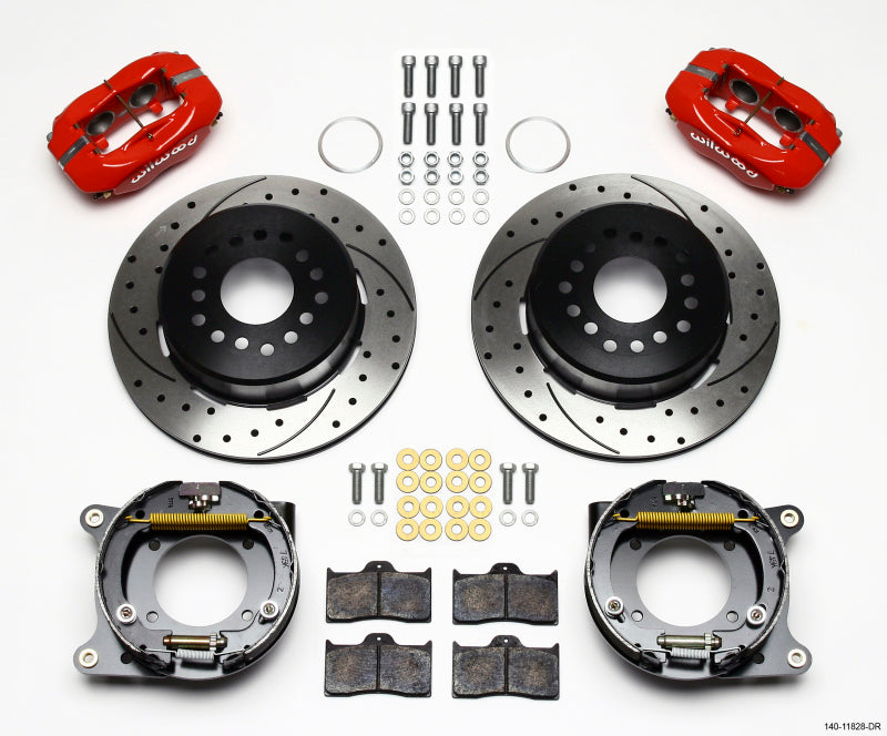 Wilwood 140-11828-DR Forged Dynalite P/S Park Brake Kit Drill-Red Impala 59-64 / Corvette 57-62