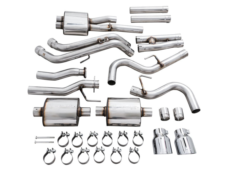 AWE Tuning 3015-32826 AWE 16-22 Toyota Tacoma 0FG Catback Exhaust w/ BashGuard - Dual Chrome Silver Tips