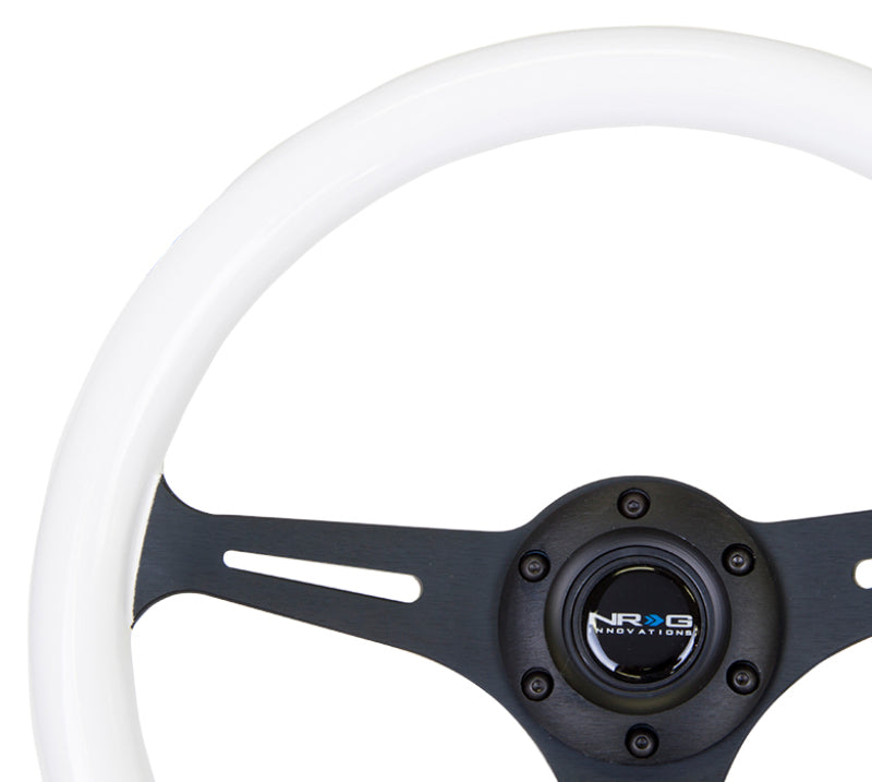 NRG ST-015BK-GL Classic Wood Grain Steering Wheel (350mm) Glow-N-The-Dark Green Grip w/Black 3-Spoke Center