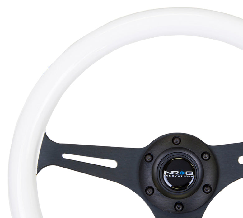 NRG ST-015BK-GL Classic Wood Grain Steering Wheel (350mm) Glow-N-The-Dark Green Grip w/Black 3-Spoke Center
