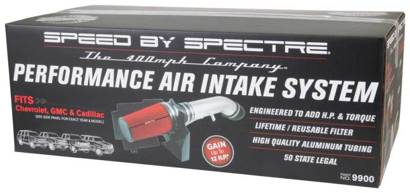 Spectre 9900 99-07 GM Truck V8-4.8/5.3/6.0L F/I Air Intake Kit - Clear Anodized w/Red Filter