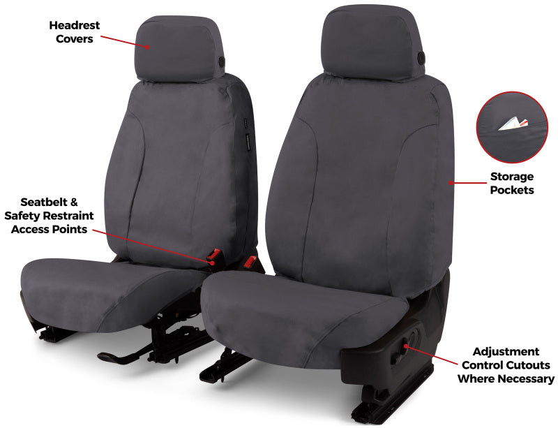 Covercraft SS2512PCCH 16-20 Ford Transit Polycotton SeatSaver Custom Front Row Seat Covers - Charcoal