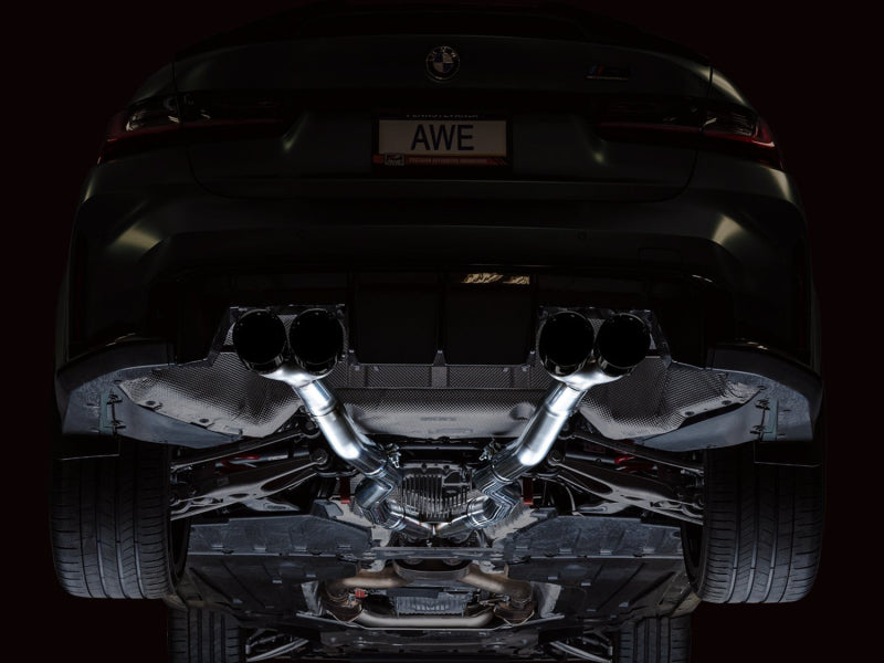 AWE Tuning 3020-42482 AWE Track Edition Catback Exhaust for BMW G8X M3/M4 - Diamond Black Tips