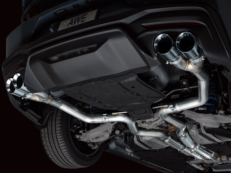 AWE Tuning 3020-42650 AWE 2024 Ford Mustang GT Fastback S650 RWD Track Edition Catback Exhaust w/ Quad Chrome Silver Tips