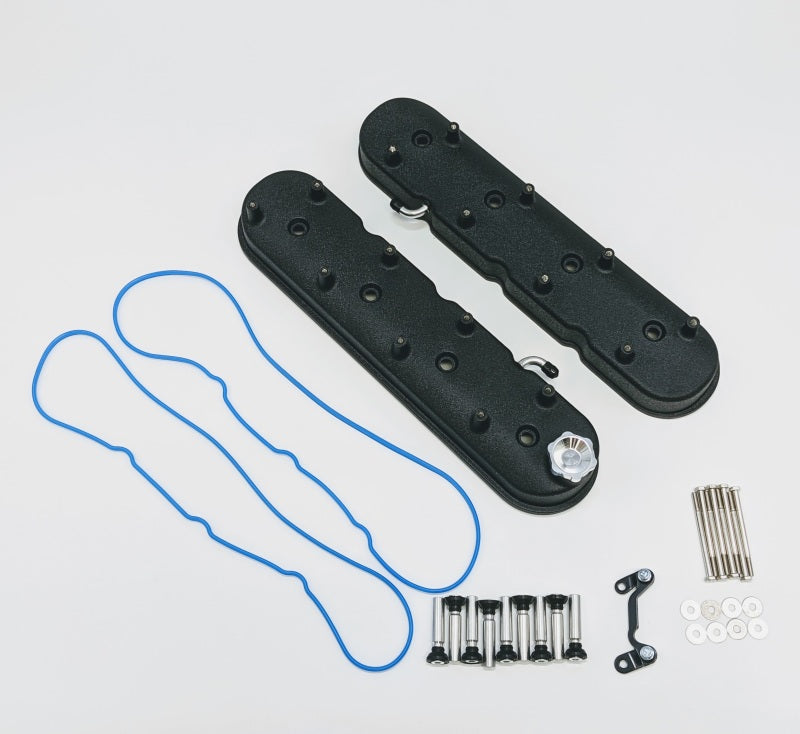 Granatelli Motor Sports 640362 Granatelli 96-22 GM LS Tall Valve Cover w/Angled Coil Mounts - Black Wrinkle (Pair)