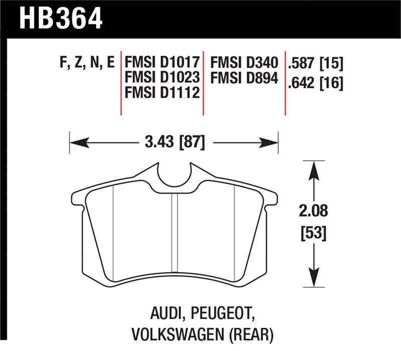 Hawk Performance HB364N.587 Hawk HP+ Street Brake Pads