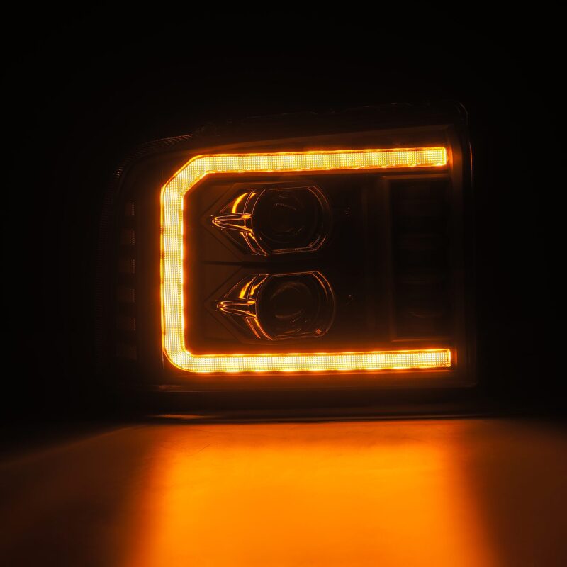 AlphaRex 880317 05-07 Ford F250/350/450/550 Super Duty LUXX LED Proj HL Blk w/Actv Light & Seq Sig + SB DRL