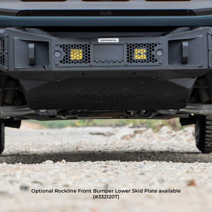 Go Rhino 331401T 21-24 Ford Bronco (2 and 4 Door) Rockline Full Width Bumper w/ Overrider Bar