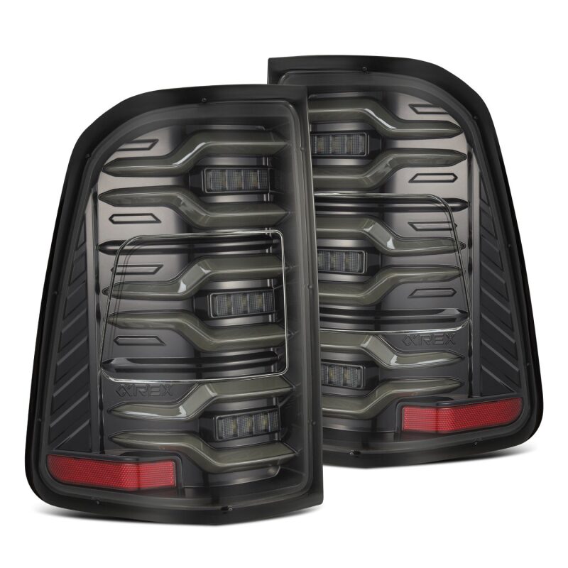 AlphaRex 640030 19-21 Dodge RAM 1500 Luxx-Series LED Tail Lights Alpha-Black w/Activ Light/Seq Signal