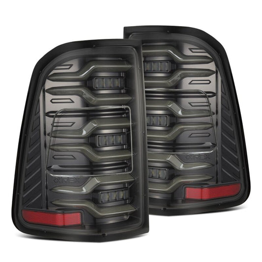AlphaRex 640030 19-21 Dodge RAM 1500 Luxx-Series LED Tail Lights Alpha-Black w/Activ Light/Seq Signal