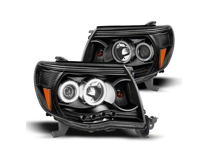 Raxiom TT5928 05-09 Tacoma Super White LED Halo Projector Headlights- Black Housing (Clear Lens)