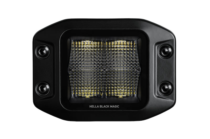 Hella 358176831 Universal Black Magic 3.2in L.E.D. Cube Kit - Flood Beam (Flush Mount)