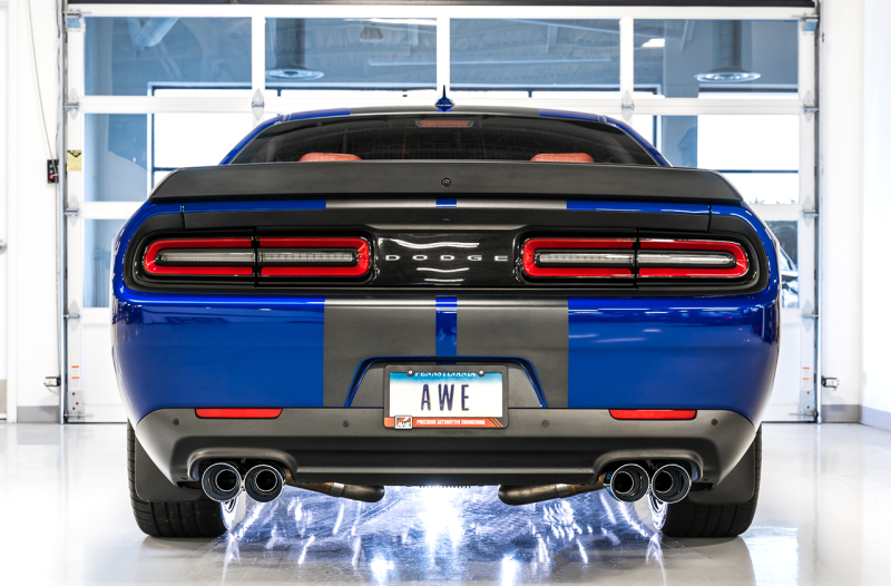 AWE Tuning 3020-42076 2017+ Challenger 5.7L Touring Edition Exhaust - Non-Resonated - Chrome Silver Quad Tips