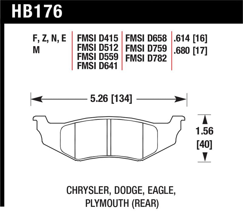 Hawk Performance HB176F.614 Hawk SRT4 HPS Street Rear Brake Pads