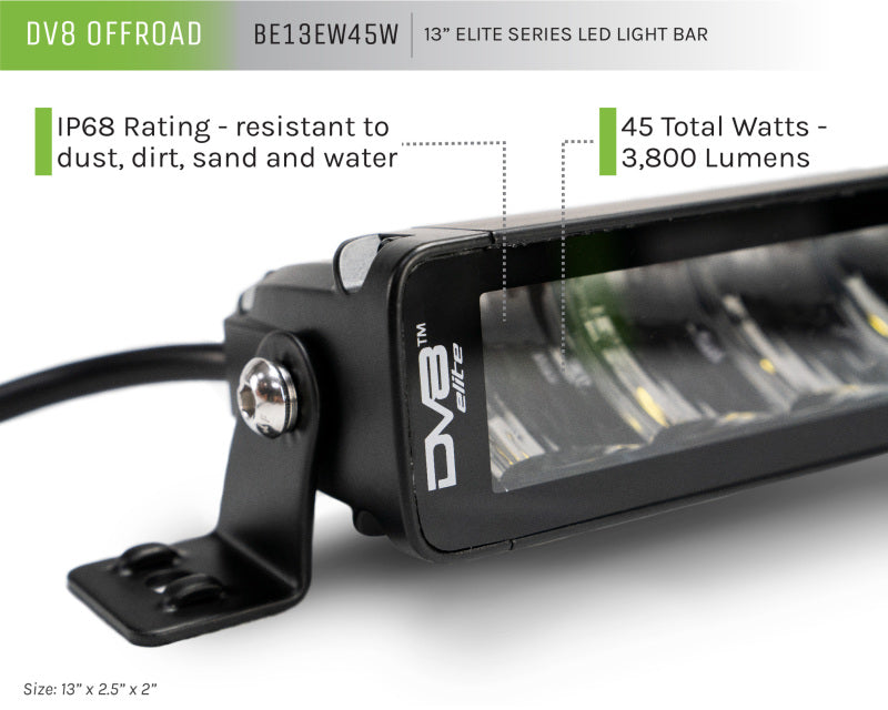 DV8 Offroad BE13EW45W Elite Series 13in Light Bar 45W Flood/Spot LED