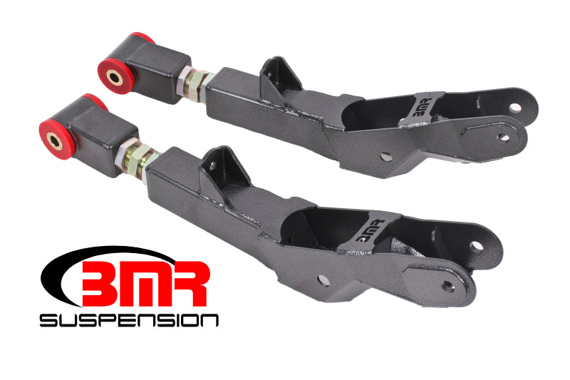 BMR Suspension TCA029H BMR 10-15 5th Gen Camaro Rear Lower Control Arms On-Car Adj. (Polyurethane) - Black Hammertone