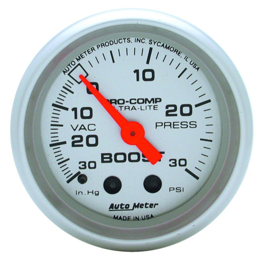 AutoMeter 4303 Autometer Ultra-Lite 52mm 30 PSI Mechanical Boost Gauge