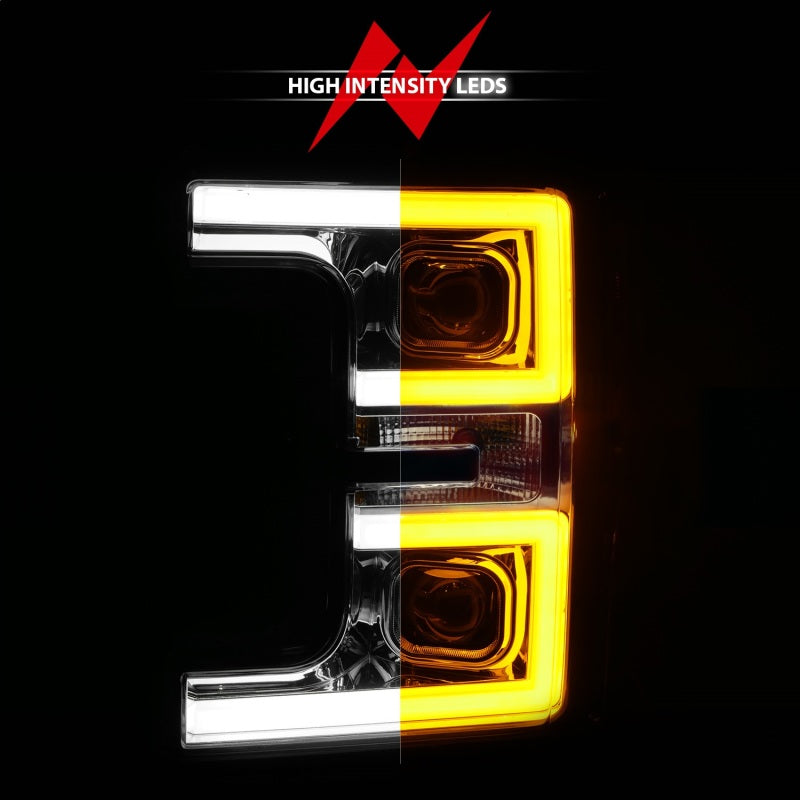 ANZO 111389 LED Headlights 17-18 Ford F-250 Super Duty Plank-Style L.E.D. Headlight Chrome (Pair)