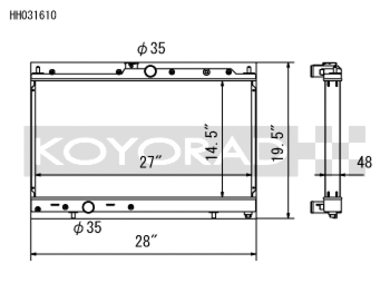 Koyo HH031610 03-07 Mitsubishi Evolution 8/9 2.0L Turbo (MT) Radiator