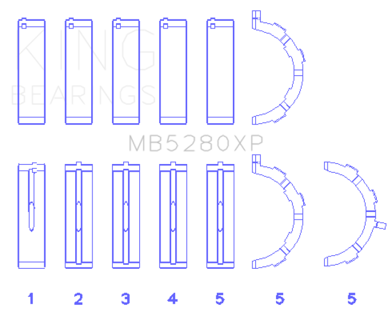King Engine Bearings MB5280XP0.25 Ford Prod. V8 4.6L/5.4L (Size 0.25) Performance Main Bearing Set