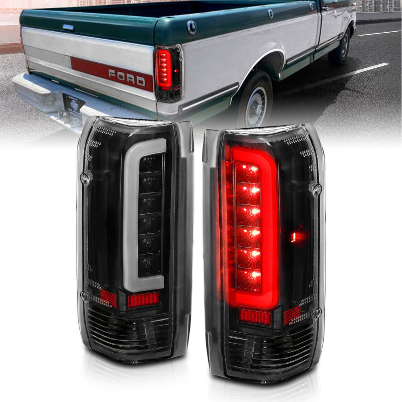 ANZO 311350 1987-1996 Ford F-150 LED Taillights Black Housing Clear Lens (Pair)