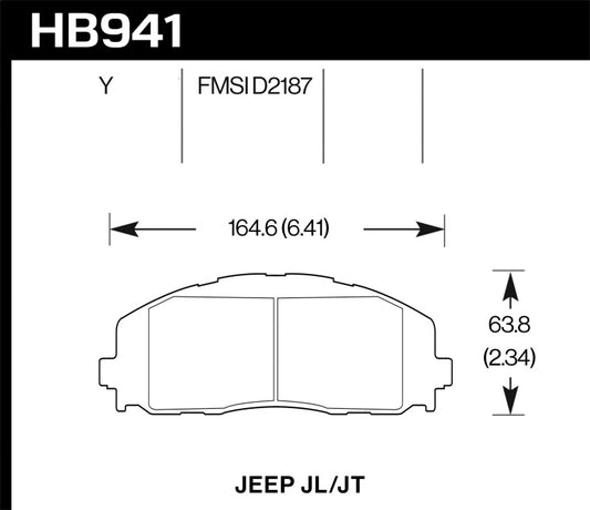 Hawk Performance HB941Y.712 Hawk 2018 Jeep Wrangler Rubicon LTS Street Front Brake Pads